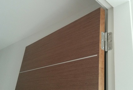 Modern Walnut Stainless Inlays Doors